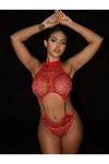YRTCL Kadın Seksi Kırmızı Leopar Desen Zincir Detaylı Babydoll