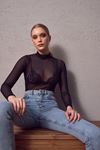 YRTCL Kadın Siyah Tül Transparan Body Babydoll Bodysuit Party Clup