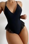 YRTCL SİA Siyah Fırfırlı Bodysuit PR15090