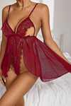 YRTCL SİA Bordo Dantel Özel Tasarım Bodysuit Gecelik 15523
