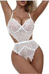 YRTCL SİA Beyaz Dantelli Özel Bölgesi Açık Babydoll Gecelik 15052